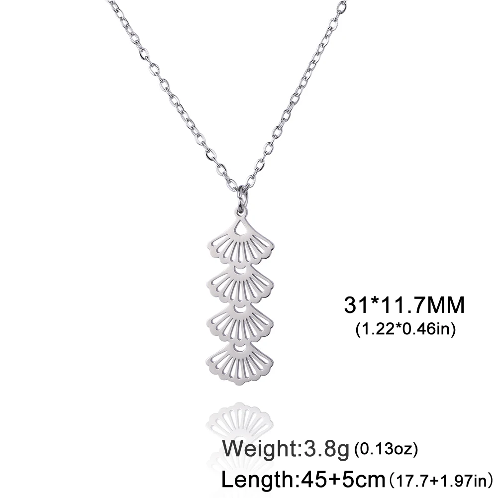 Teamer Ожерелье из нержавеющей стали в виде листьев гинкго билоба женская подвеска