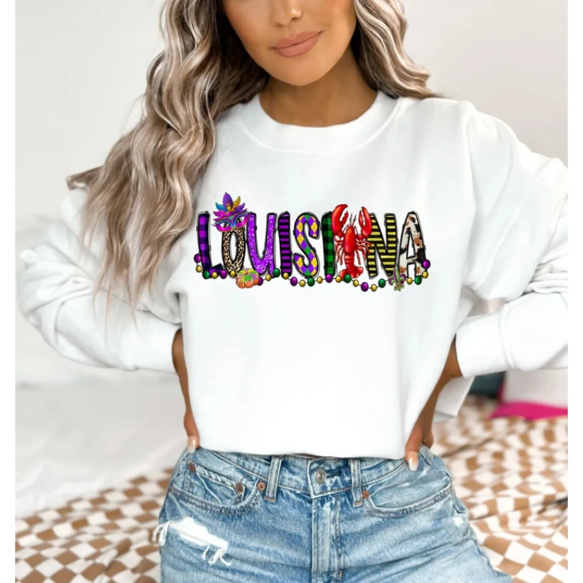 Рубашки с рисунком ярких святых Луизиана цветок люсиса пуловер для веселья