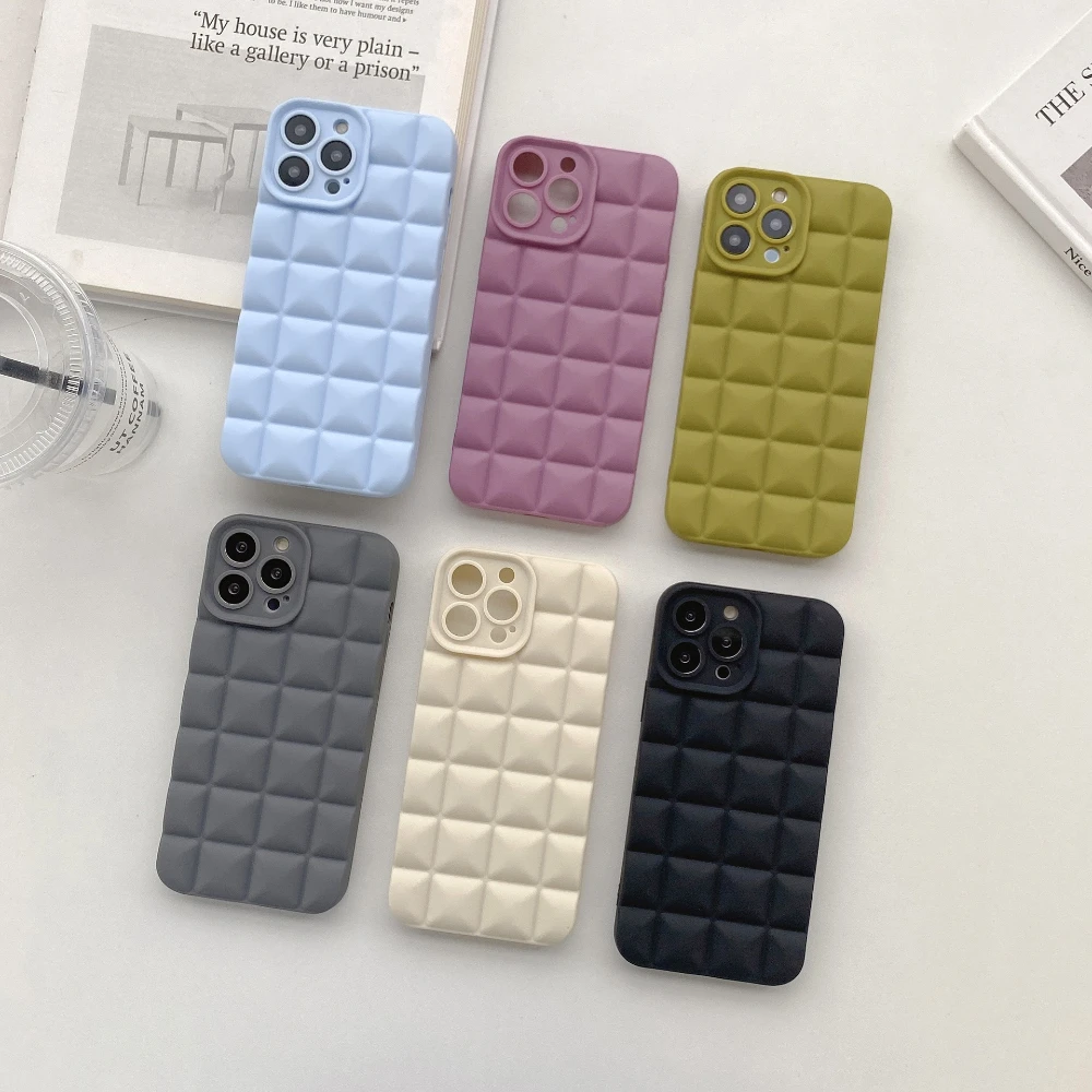 

Shockproof Candy Color Lattice Phone Case For iPhone 12 SE 2020 11 13 Pro Max XR XS Max X 7 8 Plus 11Pro Soft Case For iPhone 14