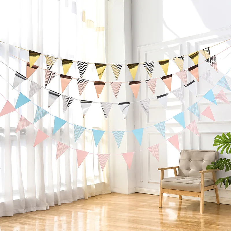 

Paper Bunting Garland Banners Flags Happy Birthday Banner Wedding Party Decoration Hanging Bunting Garland Baby Shower Supplies