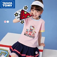 takara tomy girls 2022 summer cute hello kitty short sleeved bottoming shirt o neck loose breathable t shirt half sleeve