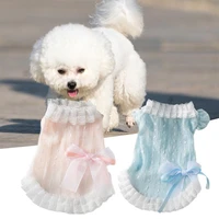pet skirt lace edge adorable reusable good ductility close fitting bowknot decor breathable summer kitty clothes dog outfits for