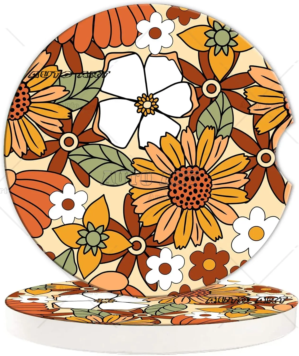 Винтажная автомобильная подставка с цветами для подстаканников 2 упаковки