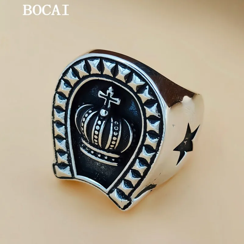 Кольцо BOCAI из стерлингового серебра S925 в стиле ретро властное панк-кольцо с