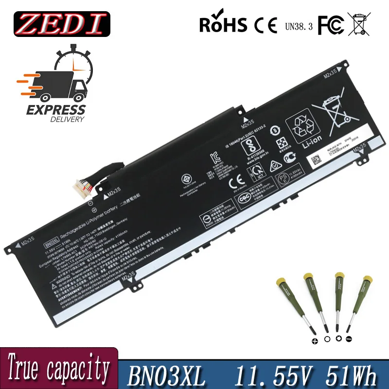 Аккумулятор ZEDI BN03XL емкостью 51 Втч для HP Envy x360 13 2-в-1 Convertible 13-AY 13-BA 13-BD 15-ED 15-EE 15-ES 15-EU