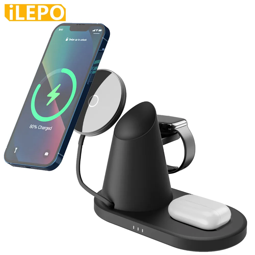 

3 in 1 Magnetic Wireless Charger Stand For iPhone 12 13 Mini Pro Max Apple Watch 15W Fast Charging Dock Station For Airpods Pro