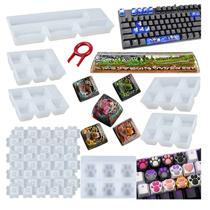 

DIY Set Manual Mechanical Gaming Keyboard Key Caps Resin Clavier Silicon Molds Keycap Mold For Art Epoxy Handmade Crafts