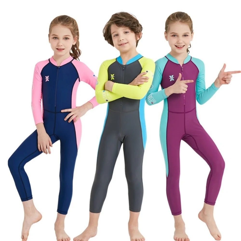 

One-Piece Kids long sleeve swimsuit Child Full Body Wetsuit Long Sleeve UV Protection girls boys Swimwear Surfing rash
