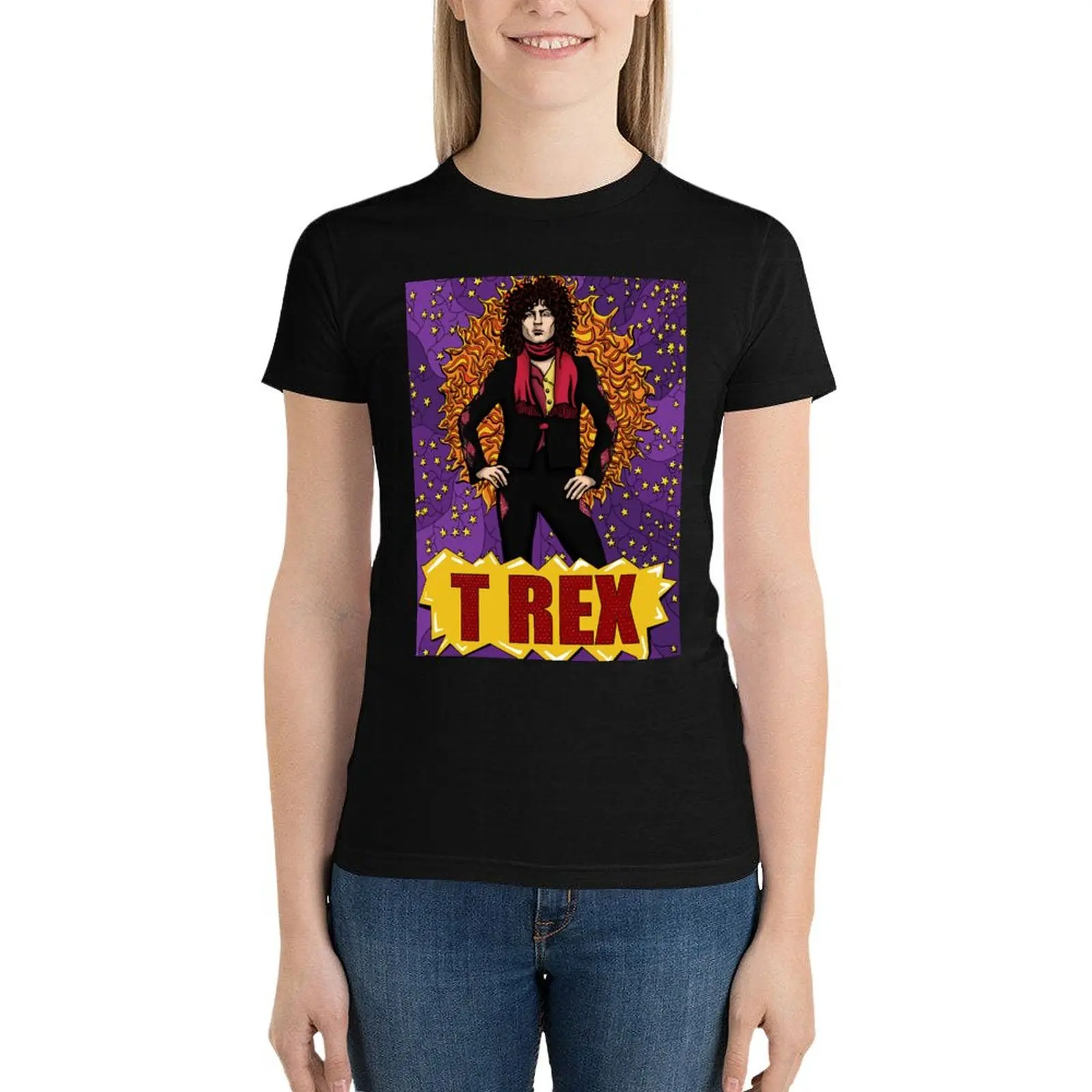 Марк Болан футболка T Rex fanart винтажная одежда милые топы аниме Топ для женщин