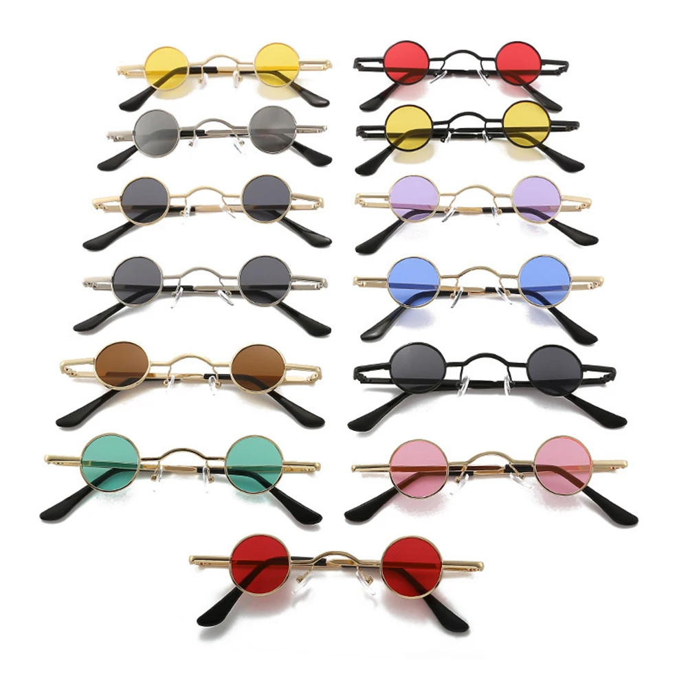 

Vintage Rock Punk Man Sunglasses Classic Small Round Sunglasses Women Wide Bridge Metal Frame Black lens Eyewear Driving Glasses