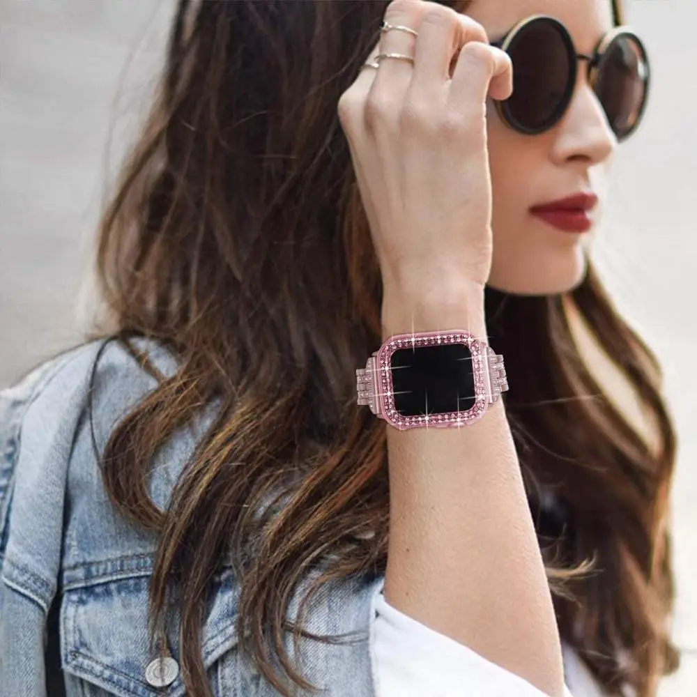 Women Diamond Cover Protector for Apple Watch Case 8 7 6 SE 5 3 40mm 44mm Slim Lady Sport Case IWatch Series 41mm 45mm 38mm 42mm