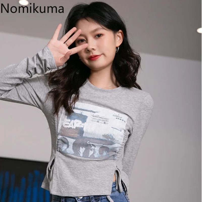 

Кроп-топ Nomikuma на весну и осень, с завязками и буквенным принтом, приталенная Женская одежда с высокой талией, в стиле Харадзюку, пикантная уличная одежда в стиле панк Y2k