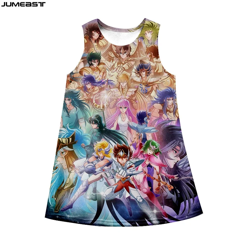 

Jumeast Y2k Women 3D Printed Dresses Cartoon Anime Saint Seiya Summer Fashion Sleeveless Dress Suspender Nightdress