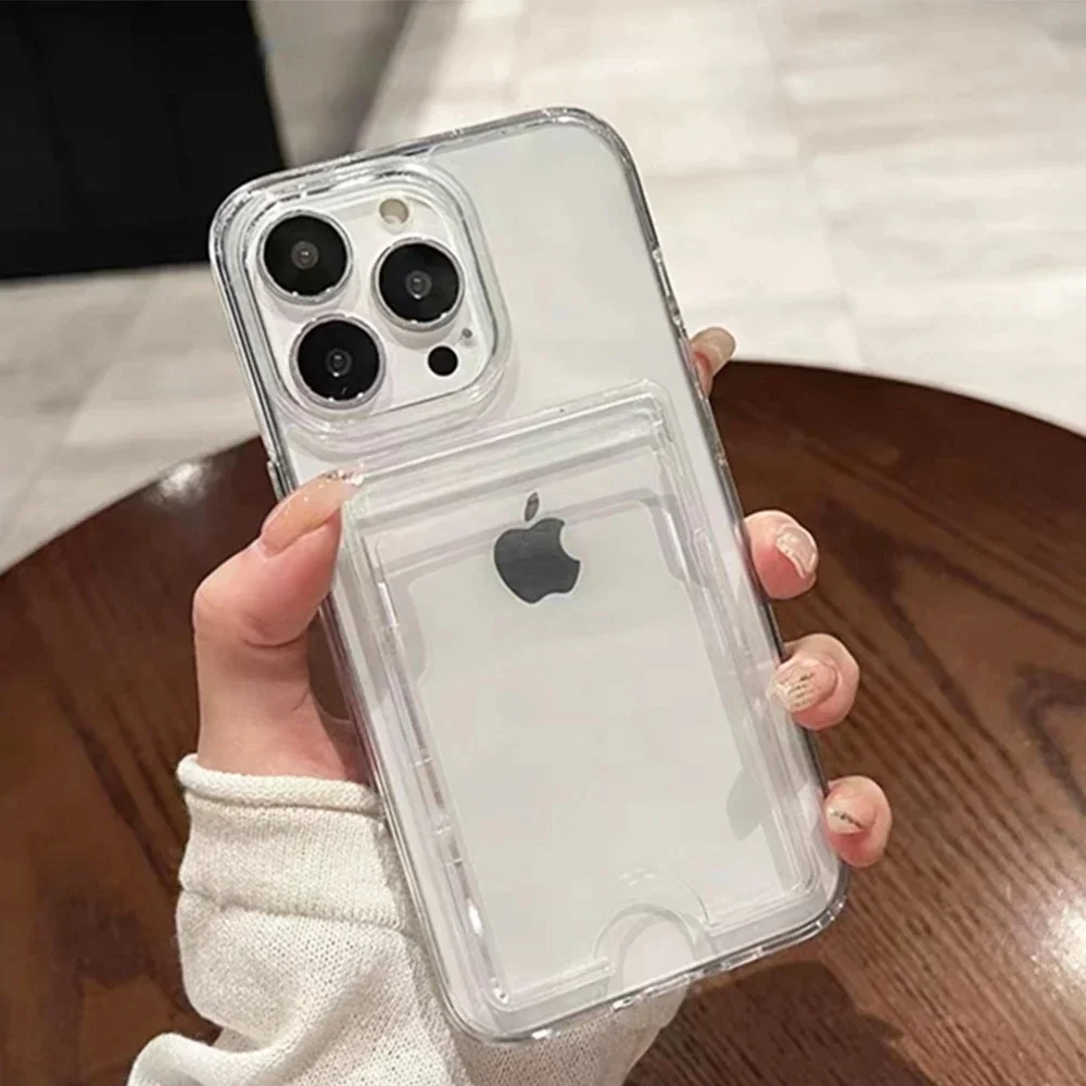 Защитный чехол для телефона с прозрачным слотом карт-кошелька и противоударный