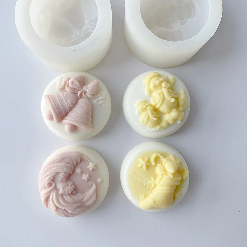 

Christmas Snowman Bell Stockings Silicone Mold DIY Soap Cookie Dessert Mousse Ornament Candle Mold Handmade Soap