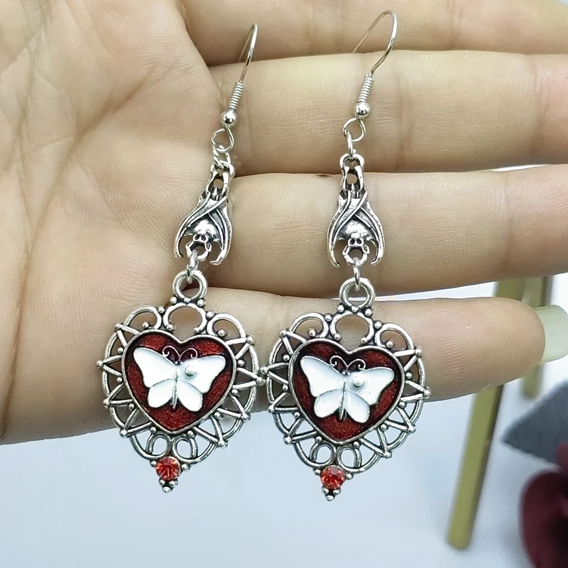 

Witch, Dark Butterfly, Love Diamond, Blood Drop Oil Bat, Gothic Punk Earrings, Earrings, Female