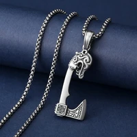 hip hop punk mens titanium steel necklace 2022 creative axe pendant jewelry gift for boyfriend