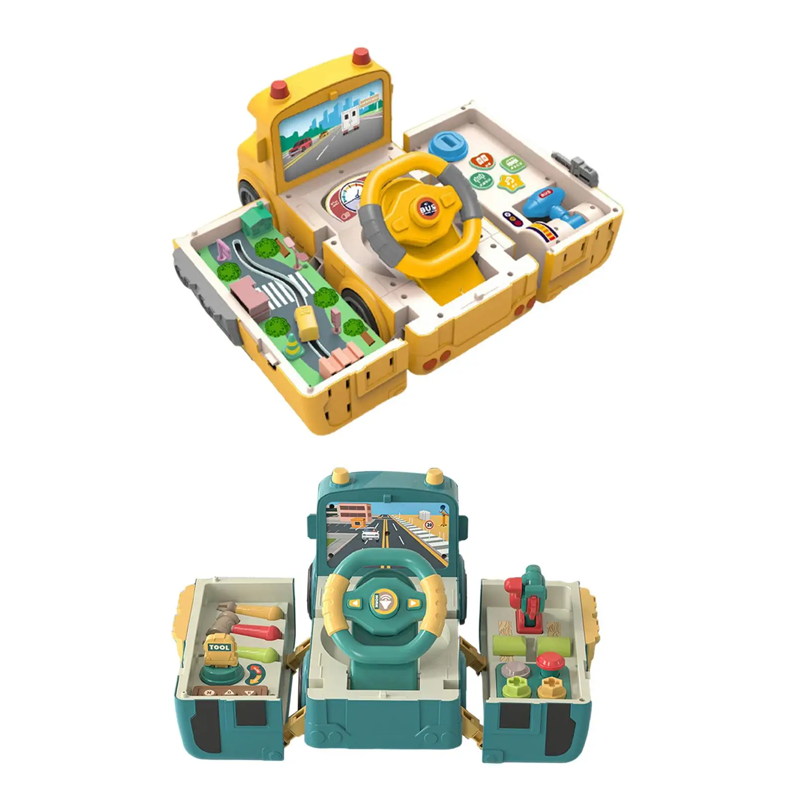 

Kids Bus Deformation Toy with Sound and Light Steering Wheel for Kids 3 4 5 6 Girls Holiday Gifts
