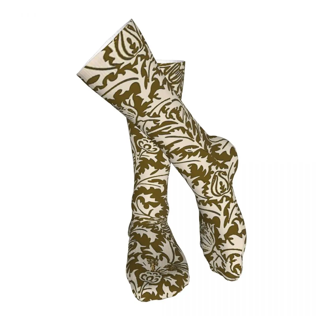 

William Morris Thistle Damask, Taupe Tan Adult Stockings Breathable Suitable For Sports Soft Customised Patterns