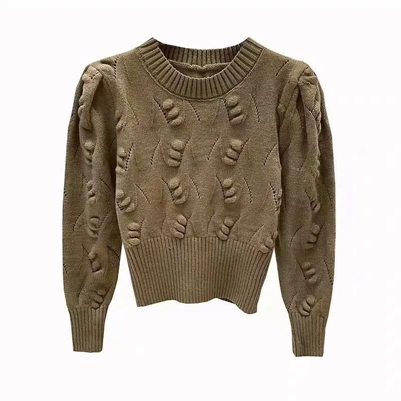 Облегающий Топ chicталии Женский Осенний укороченный вязаный пуловер с длинным