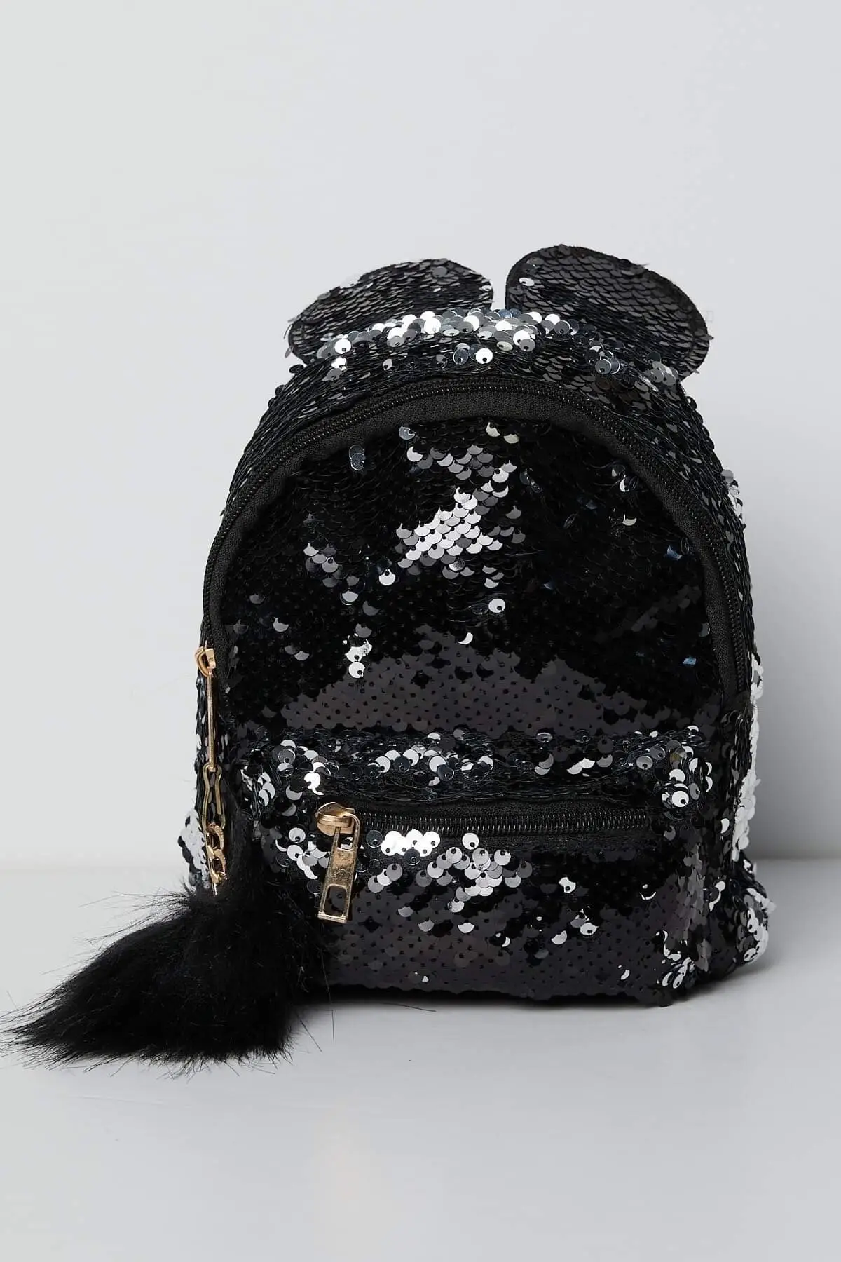 

Black Sequin Detail Wool Children Bag Cool Kids Backpacks Handbags Toys Cute Light Small Children New Daily Use