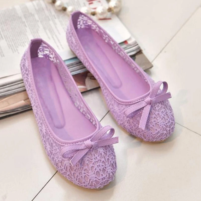 

Flat Shoes For Women 2022 Spring Sweet Bow Mesh Lace Hollow Breathable Large Size Flats Bailarinas Mujer Zapato Manoletinas