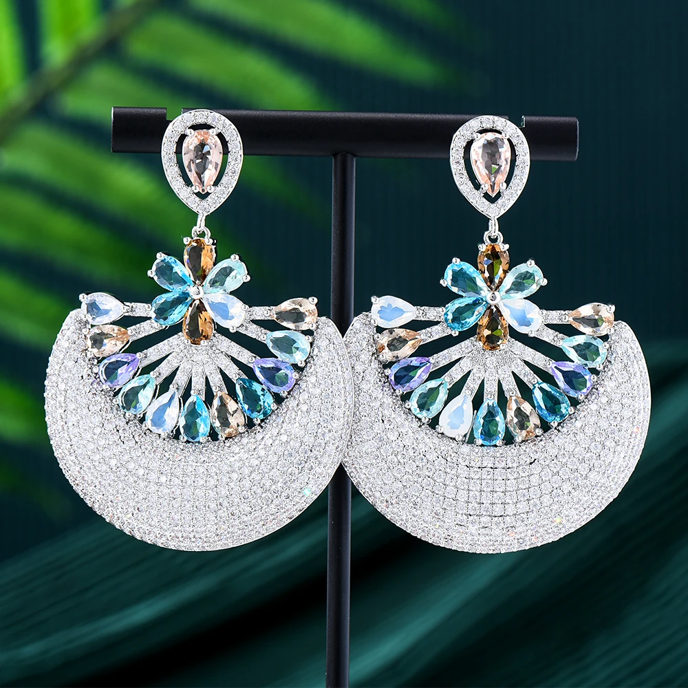 

Soramoore New Luxury Green Earrings For Women Wedding Party CZ Dubai Bridal Earrings boucle d'oreille femme Trendy Jewelry Gift