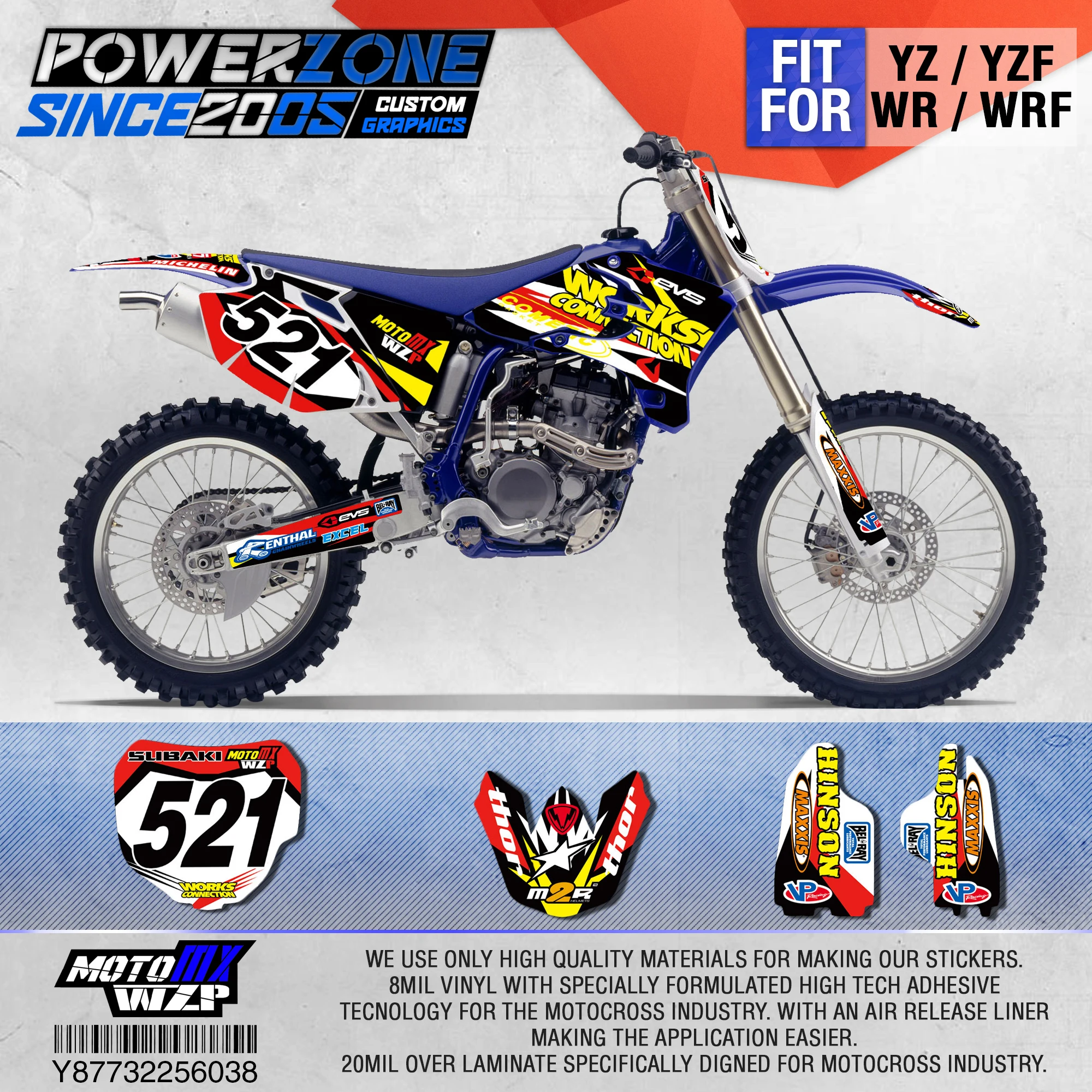 

PowerZone Team Graphics Backgrounds Decals 3M Stickers For YAMAHA YZF250/400/450/426 98-02 03-05 WRF250/400/426 98-02 03-06 038