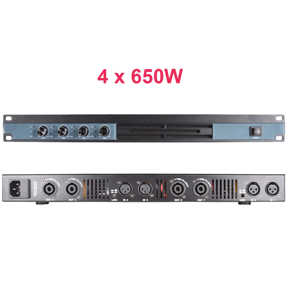 

Top Quality 1U Standard 19"Rack 4 Channel 7000W Peak Digial Power Amplifier AMP 5200 Watt MiCWL D6400