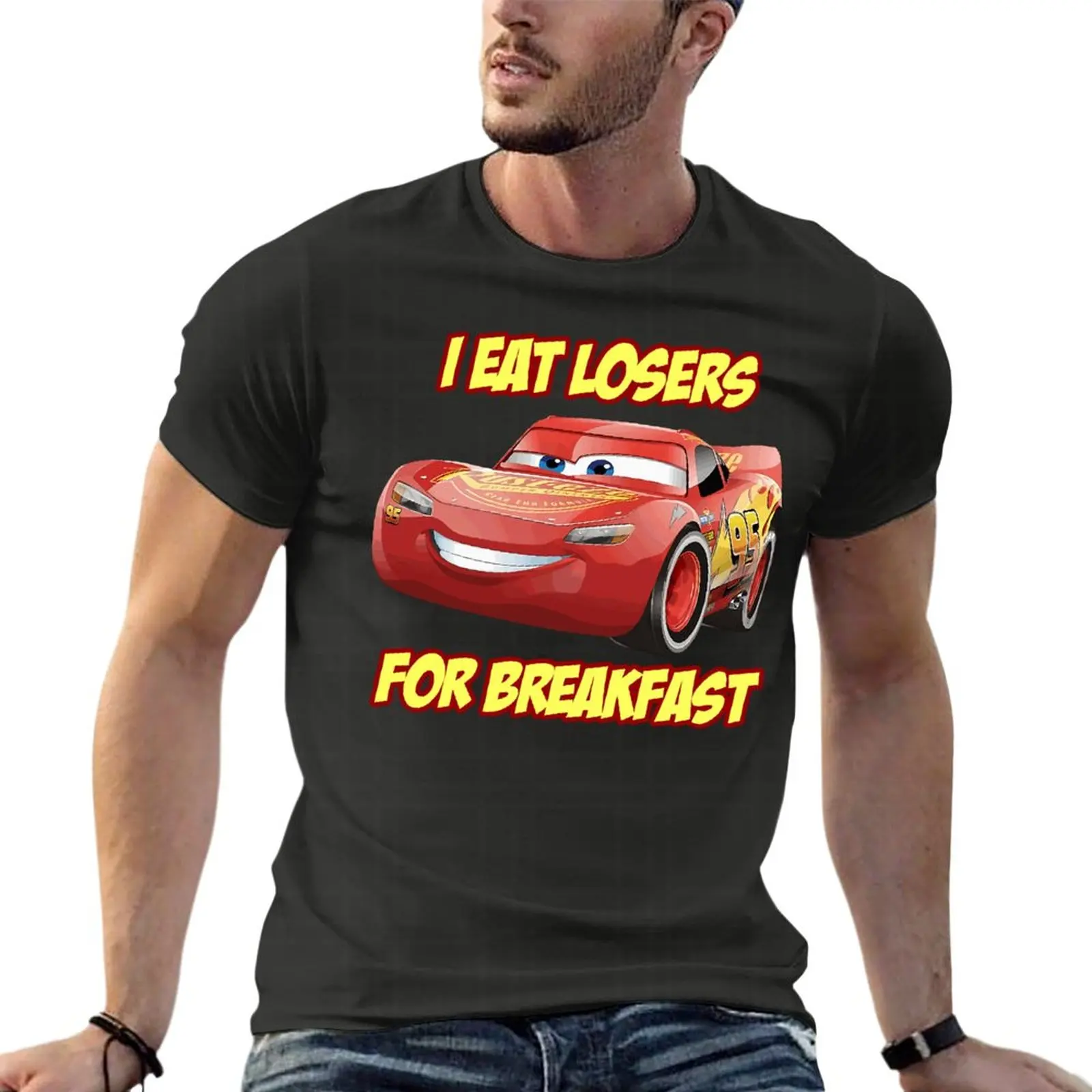 

Lightning Mcqueen From Cars Cartoon Oversized T Shirt Branded Men Clothing 100% Cotton Streetwear Big Size Tops Tee