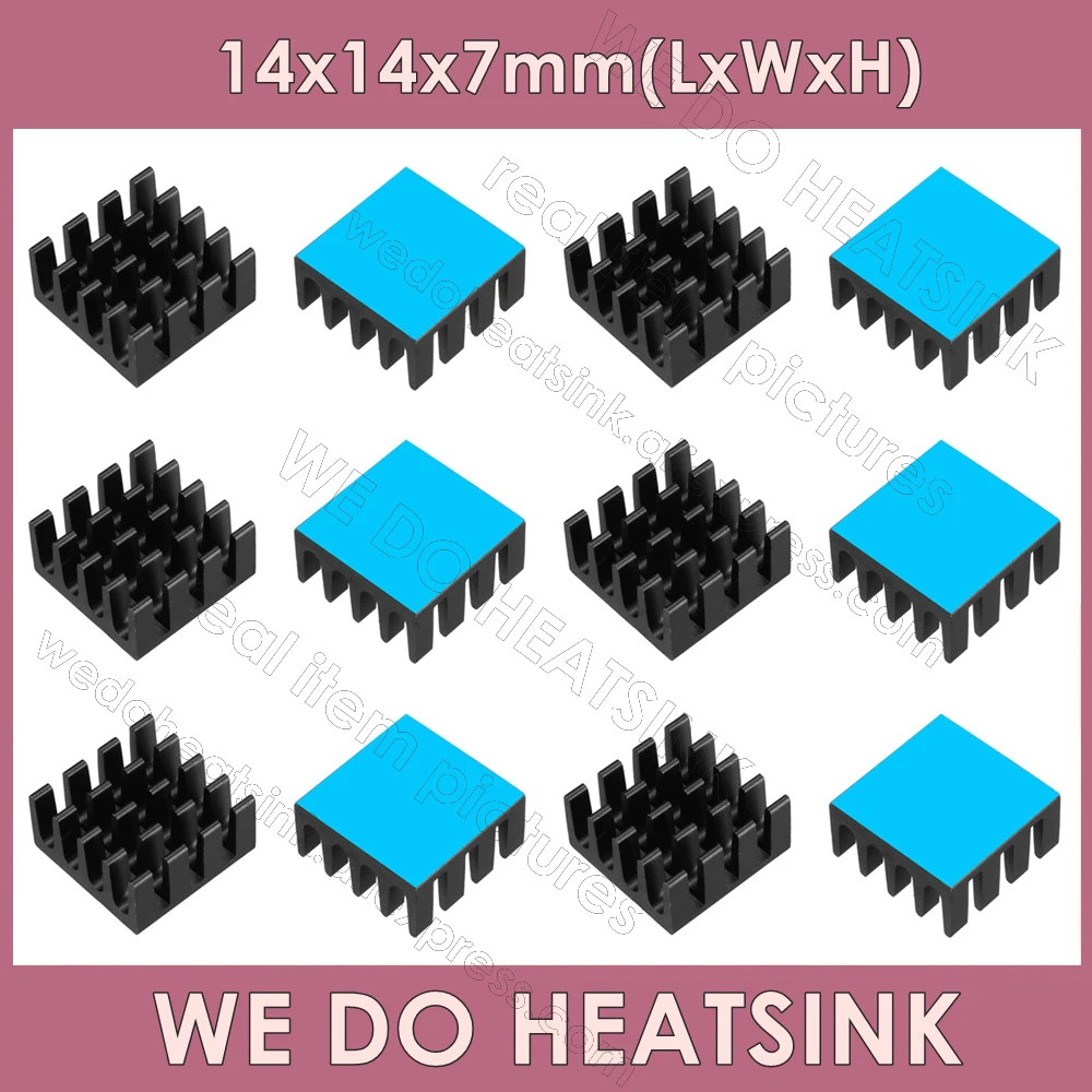 Мы производим радиаторы 14x14x7 мм без или с термопрокладкой, черные шлицевые анодированные алюминиевые чипы памяти IC, радиатор, охлаждающий кулер