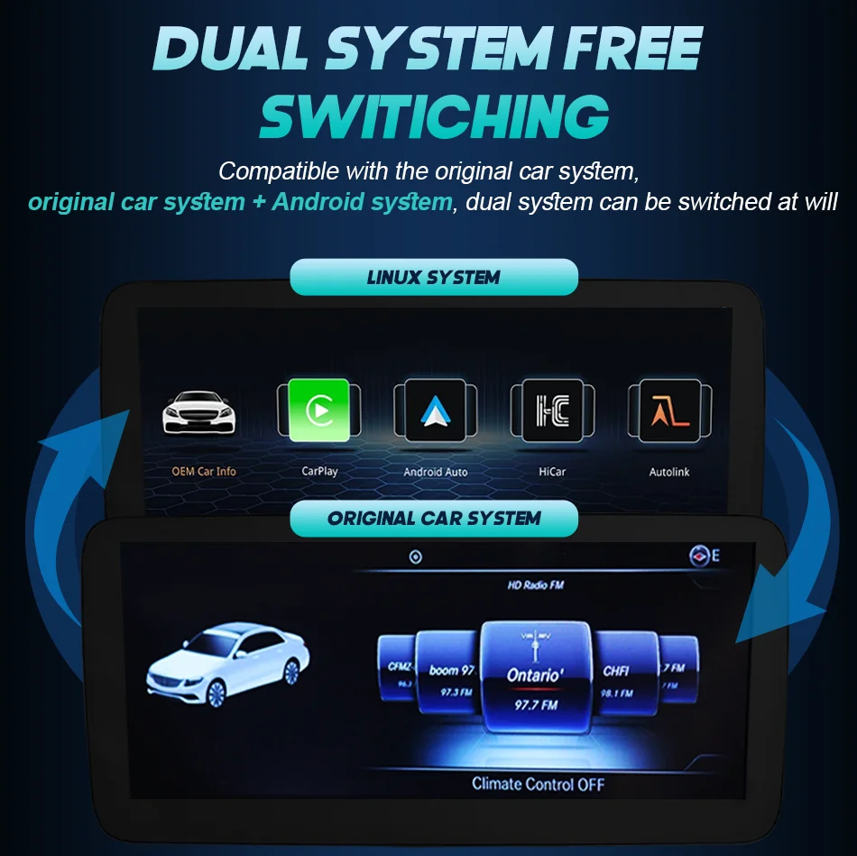 Фото Сенсорный экран с поддержкой Linux, CarPlay и Android Auto для Mercedes Benz C, GLC, V, A, GLA, CLA классов W176, X156, C117, W205, C253, W446. Автомагнитола с Bluetooth и GPS. №4