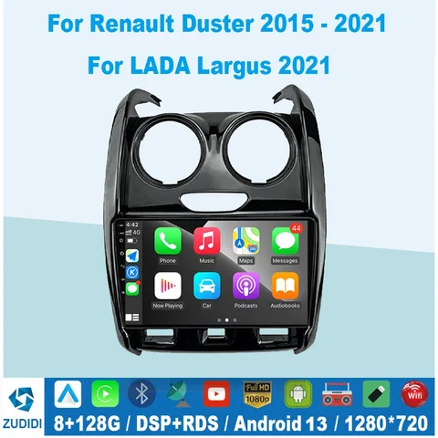 Автомагнитола 2 din, Android 13, мультимедиа для Renault Duster 2015-2020, LADA Largus 2021, 2 din, стерео, Carplay, 4G, GPS