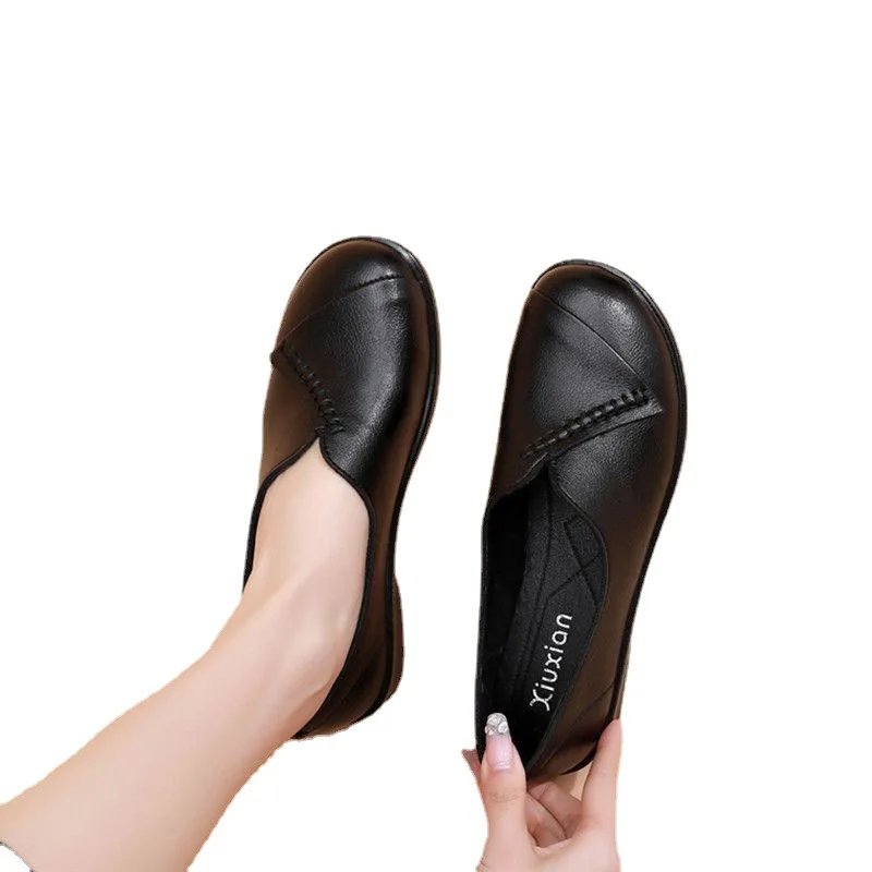 Women Spring Autumn Vintage Flats Shoes Breathable Slip-On Loafers shoe women Casual Leather shoes Moccasins Mom Chaussure Femme