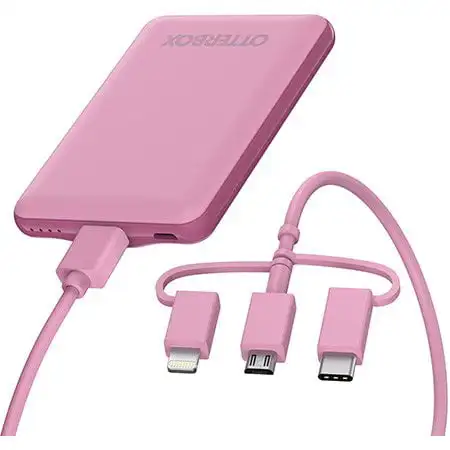 

Mobile Charging Kit, 5000 mAH Power Bank + 3 in 1 Cable, Cake Pop Pink