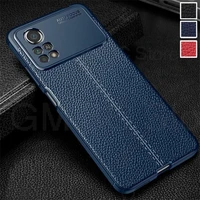 for xiaomi poco m4 pro 5g leather silicone shockproof case for poco x4 pro m3 x3 nfc lychee texture lens protective soft cover