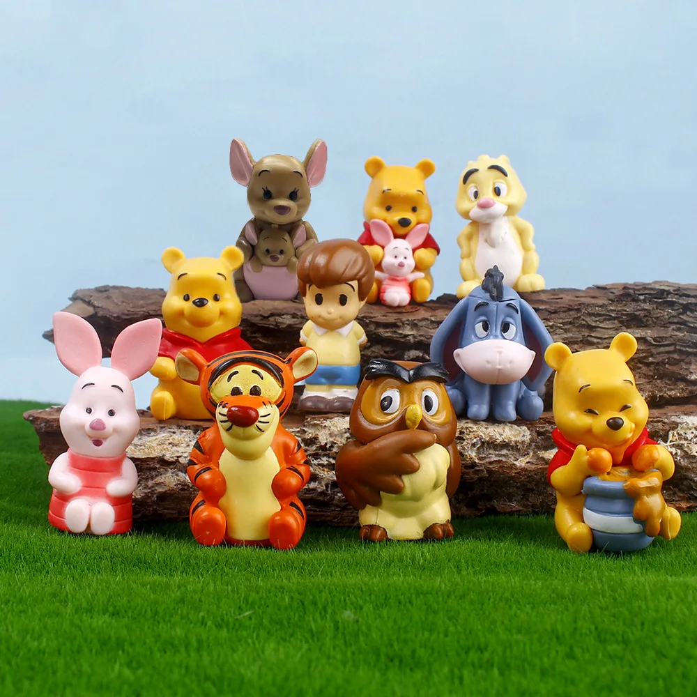 

10pcs Disney Winnie The Pooh Piglet Tigger Eeyore Rabbit Owl Anime Action Figures Model Toy Cartoon Collection Doll Set For Kids