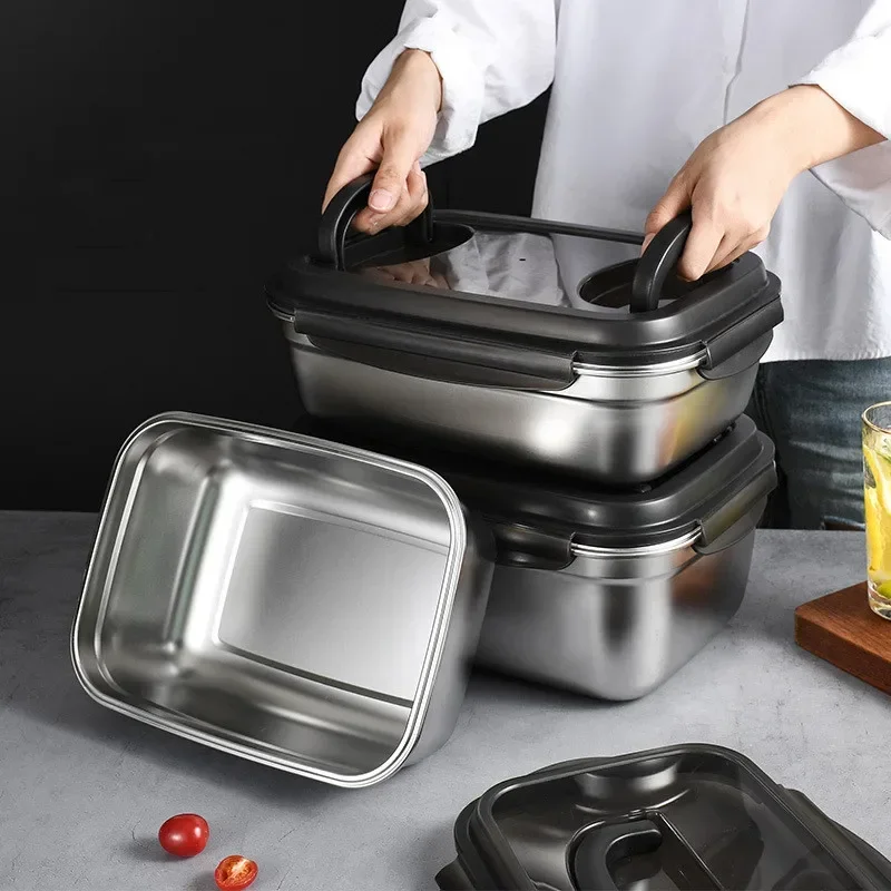 

3.8/5.5/7.5L Large Capacity Stainless Steel Outdoor Portable Lunch bento Box Family Refrigerator Crisper Food Storage Containers