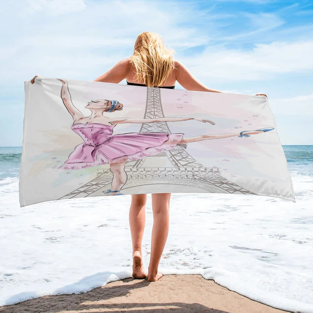 

Woman Dance Eiffel Tower Beach Towel Microfiber Large Adult Kids Bath Towels Beach Cushion SPA Bathroom Towel Sport Yoga Mat
