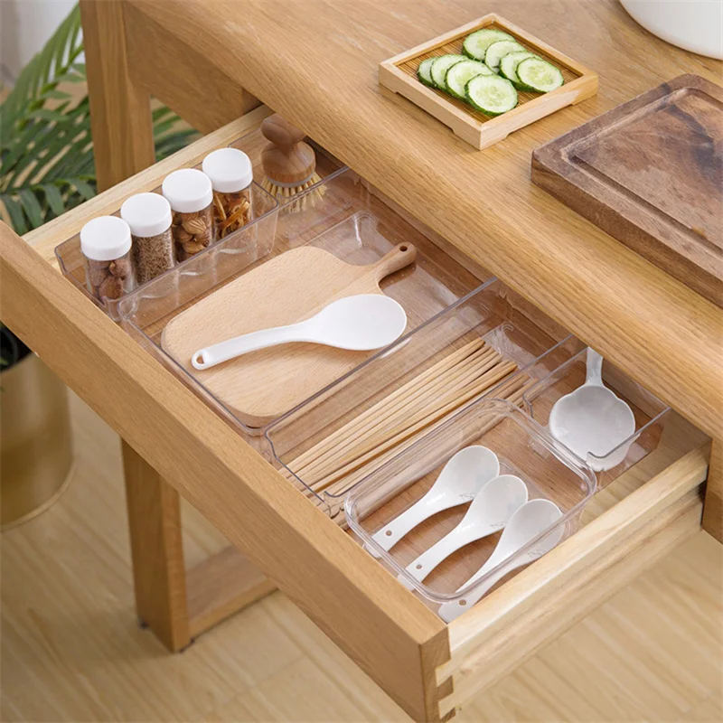 

Transparent Drawer Storage Box Desktop Organizer Stackable Multi-purpose Kitchen Tableware Holder Bathroom Home Office Organizer
