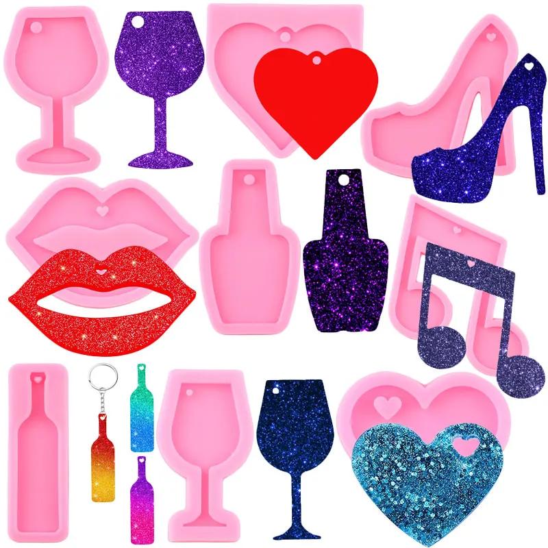 

Блестящая открывалка для бутылок, брелоки, форма для вина, бокала, губ, сердца, музыкальных нот, силиконовые формы, подвеска, глина, «сделай сам», ювелирные изделия, формы из эпоксидной смолы