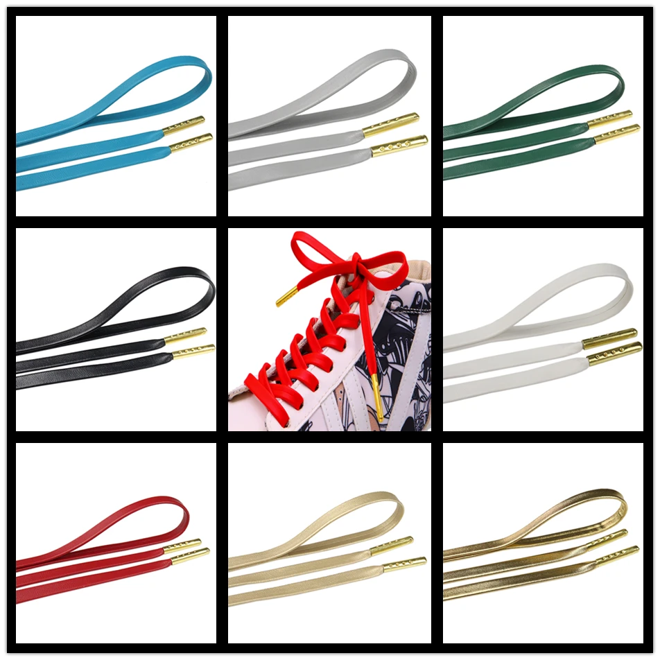 Coolstring Luxury Business Accessory 7MM Office Classical PU Boots Lace Flat Metallic Cordon&Metal Tips 30 Pairs/lot Wholesale