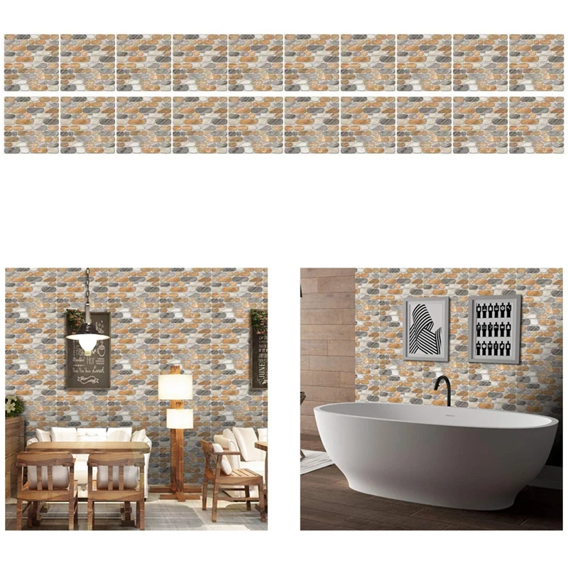 

20Pcs DIY Square Imitation Marble Decals Wall Tile Stickers 3D Stone Style Sticker For Home Decor Self-Adhesive