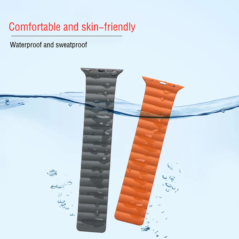 Silicone Loop Strap for Apple Watch Ultra 8 7 49mm 45mm 41mm 654SE 44mm 40mm Magnetic Bracelet Wriastband for Iwatch 3 2 42 38mm