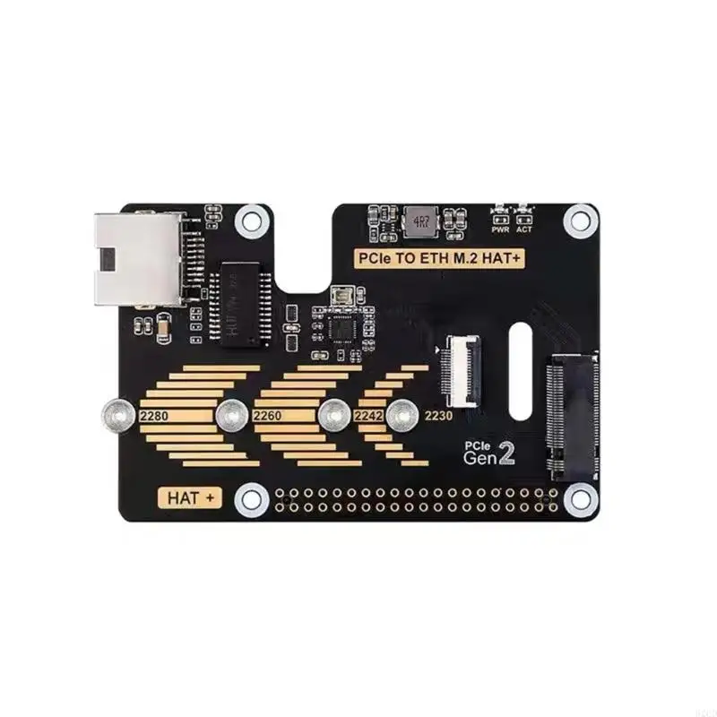 62CD PCIE TO Ethernet M.2 HAT NVME Адаптер 5 Гбит / с для PI5 POE 1000M