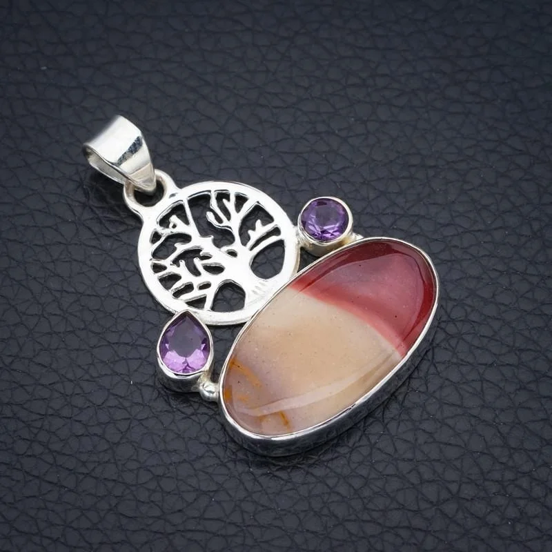 

StarGems Royal Imperial Jasper Amethyst Tree Handmade 925 Sterling Silver Pendant 1.75" F4516