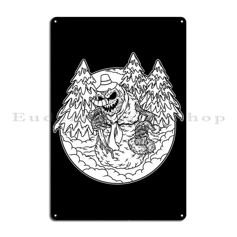 Фото Снеговик Evil Face Bnw металлическая табличка плакат персонализированная вечеринка кинотеатр таблички жестяная вывеска плакат №1