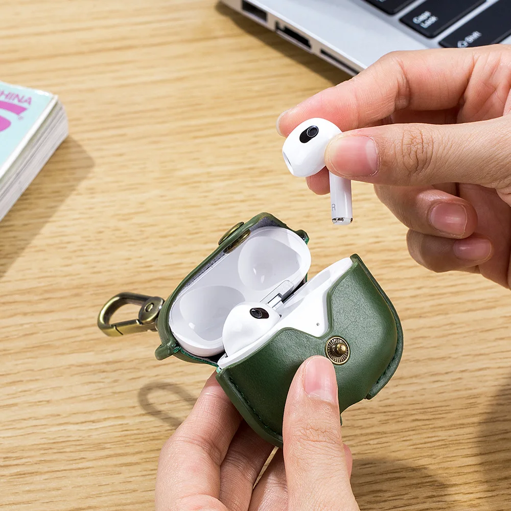 

Чехол для беспроводных bluetooth-наушников третьего поколения, кожаный Простой чехол для наушников с защитой от падения в стиле ретро