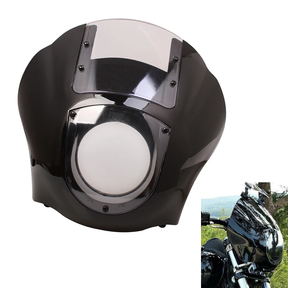 

Передняя фара для мотоцикла с прозрачной полосой обтекателя лобового стекла для Harley Sportster XL 883 1200 Dyna 1988-позже