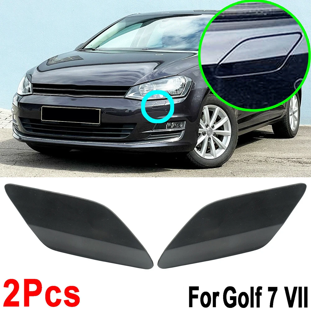 

2pcs Front Bumper Headlight Washer Spray Jet Cover Cap For GOLF 7 VII MK7 2013-2017 5GG955110 +5GG955109 12 X 5 X 4cm